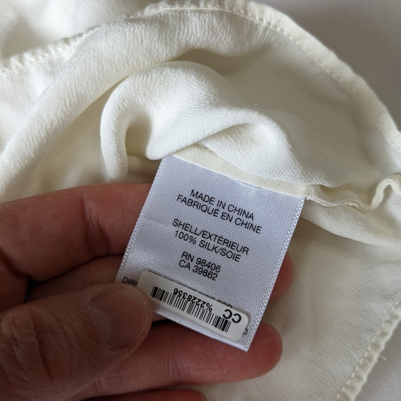 Theory 100% Silk Halter Top Half Button Down Creamy White Small Relaxed Fit - Picture 3 of 12